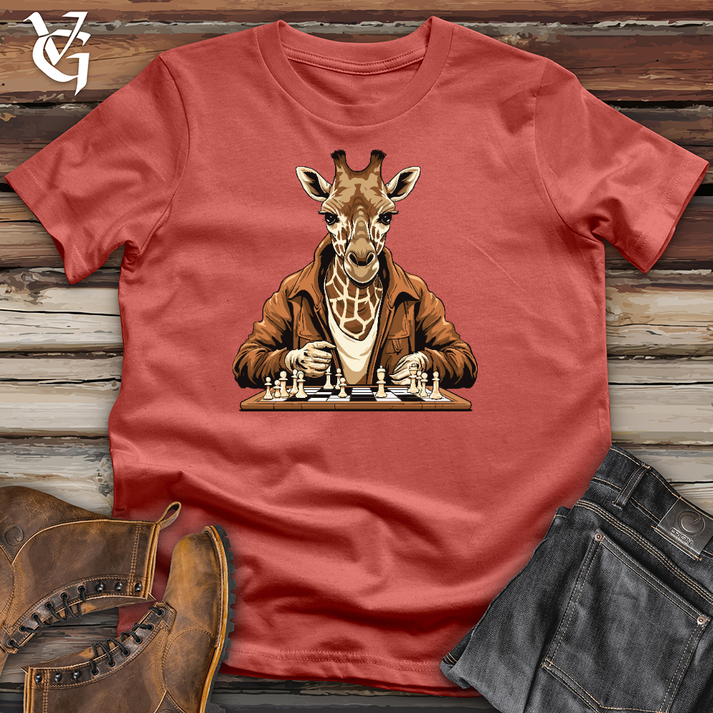 Viking Goods Giraffe Playing Chess Cotton Tee Rust / L