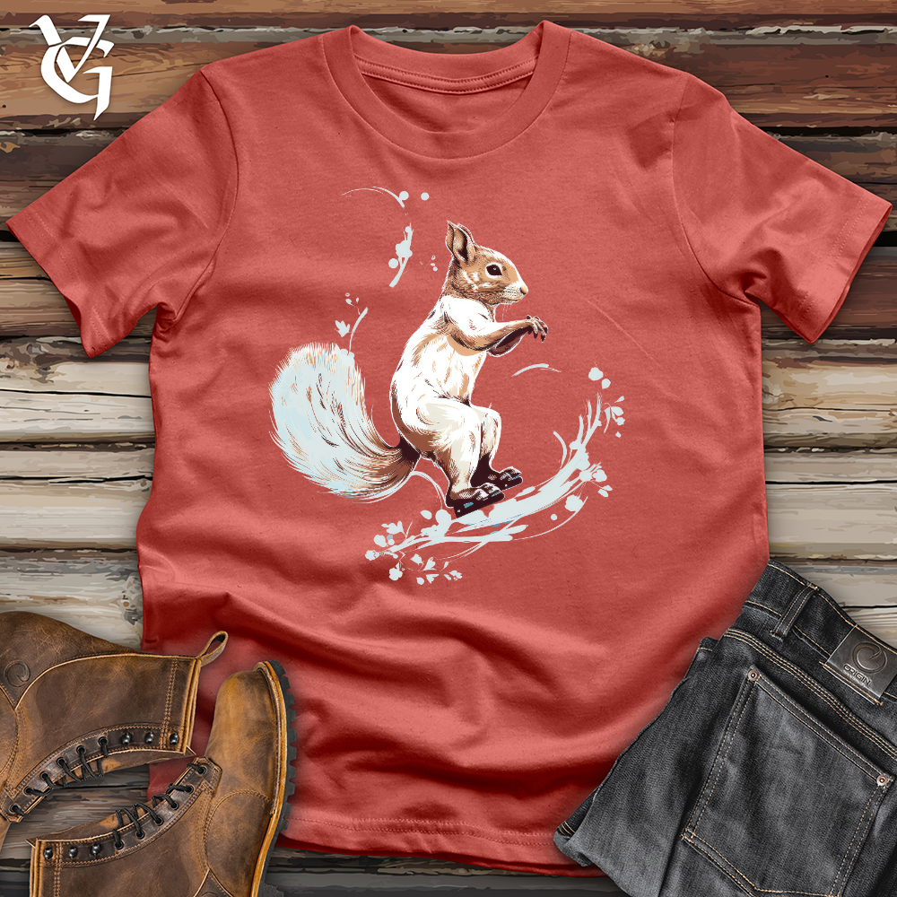 Viking Goods Graceful Ice Skating Squirrel Cotton Tee Rust / L