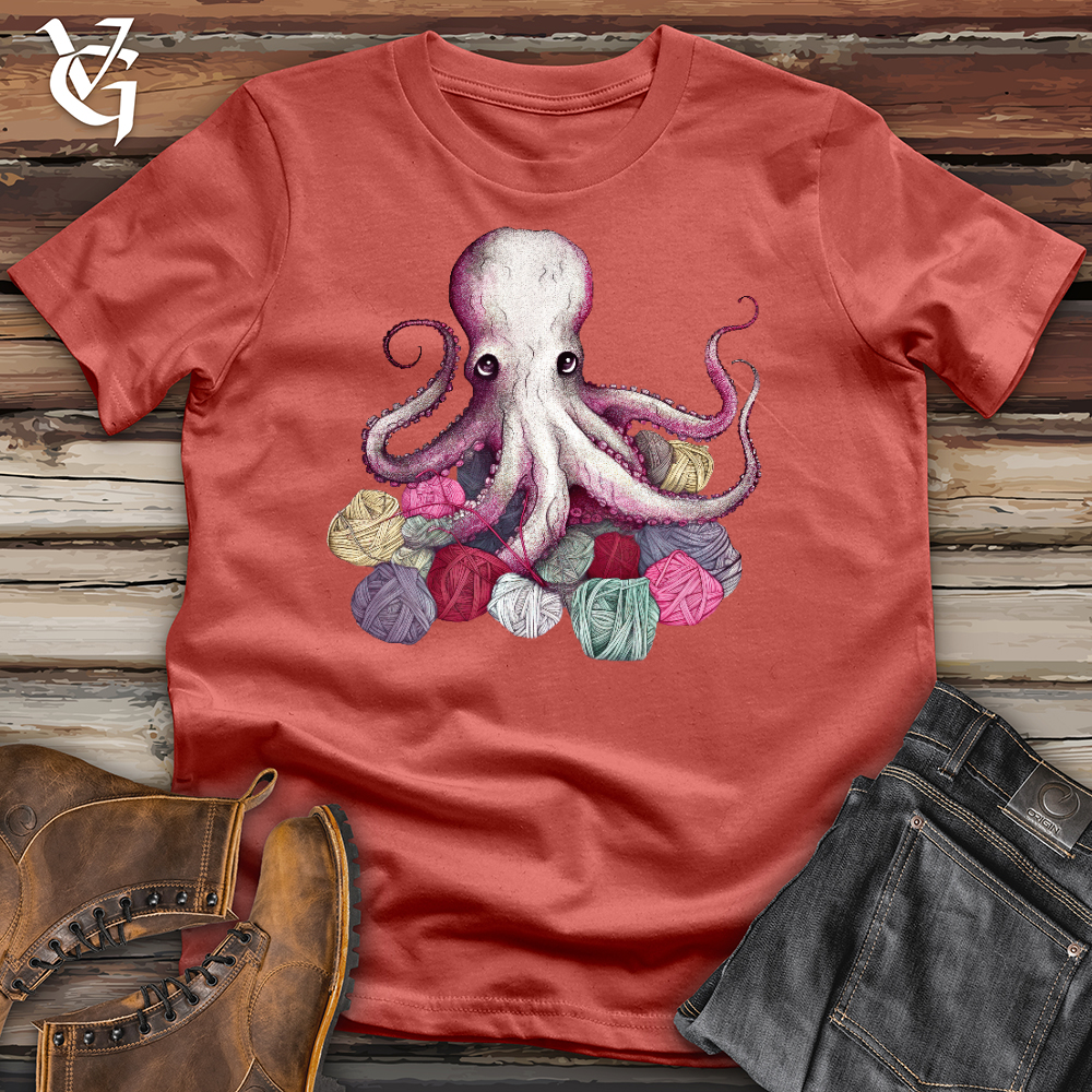 Viking Goods Knitting Octopus Cotton Tee Rust / L