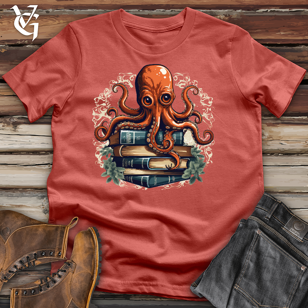 Viking Goods Octopus Book Lover Cotton Tee Rust / L