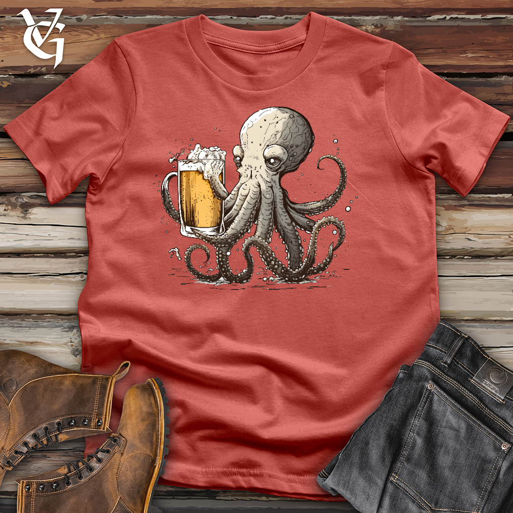 Viking Goods Octopus Happy Hour Cotton Tee Rust / L