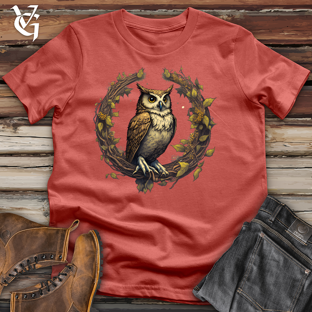 Viking Goods Owl Lunar Wreath Cotton Tee Rust / L