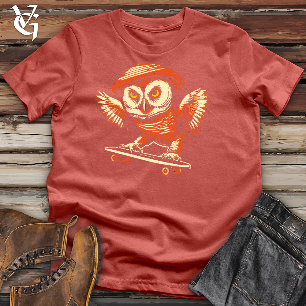 Viking Goods Owl Skate Boarder Cotton Tee Rust / L