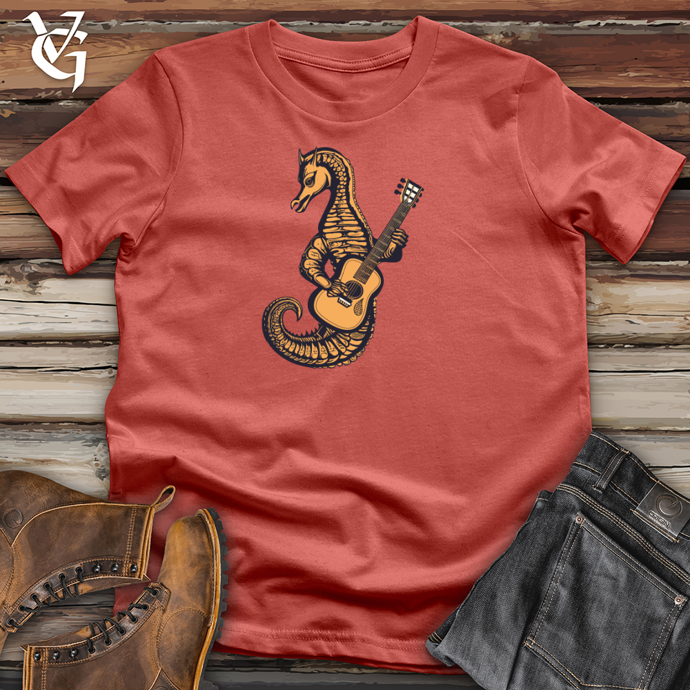 Viking Goods Seahorse Ocean Guitar Serenade Cotton Tee Rust / L