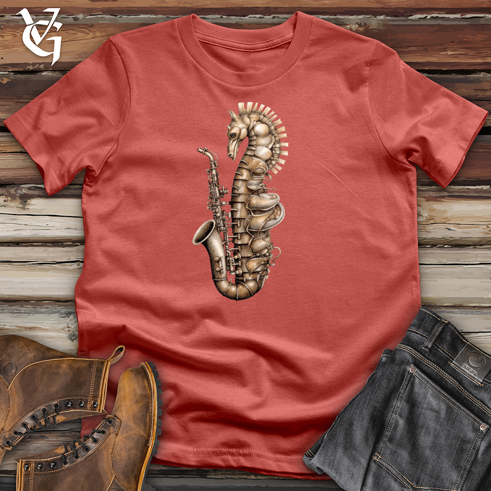 Viking Goods Seahorse Saxophone Cotton Tee Rust / L