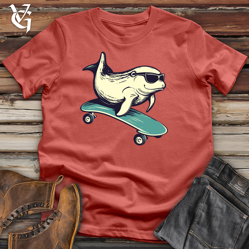 Viking Goods Skateboard Surfer Whale Cotton Tee Rust / L