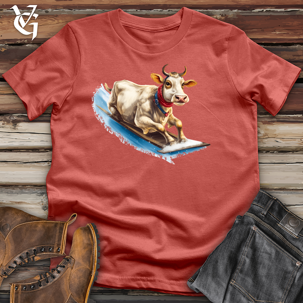 Viking Goods Sledding Cow Cotton Tee Rust / L