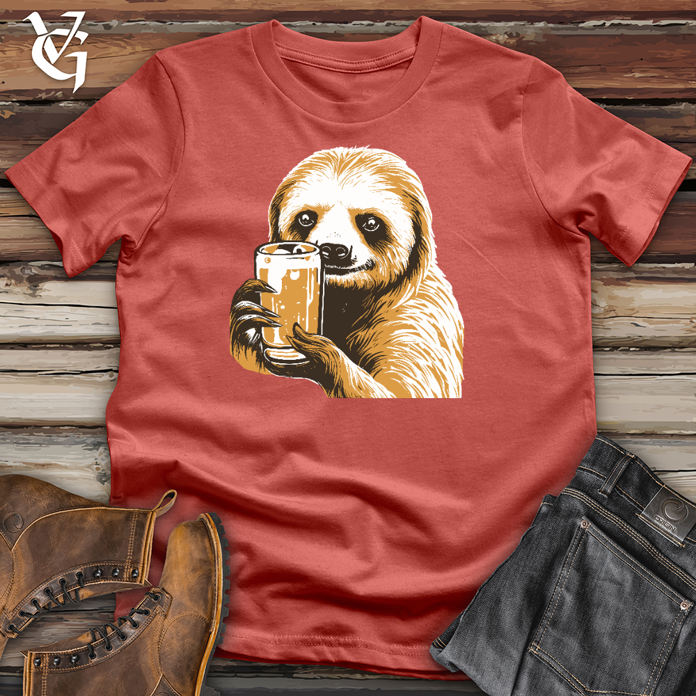 Viking Goods Sloth Drinking Cotton Tee Rust / L