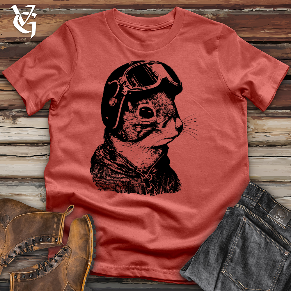 Viking Goods Squirrel Fighter Pilot Cotton Tee Rust / L