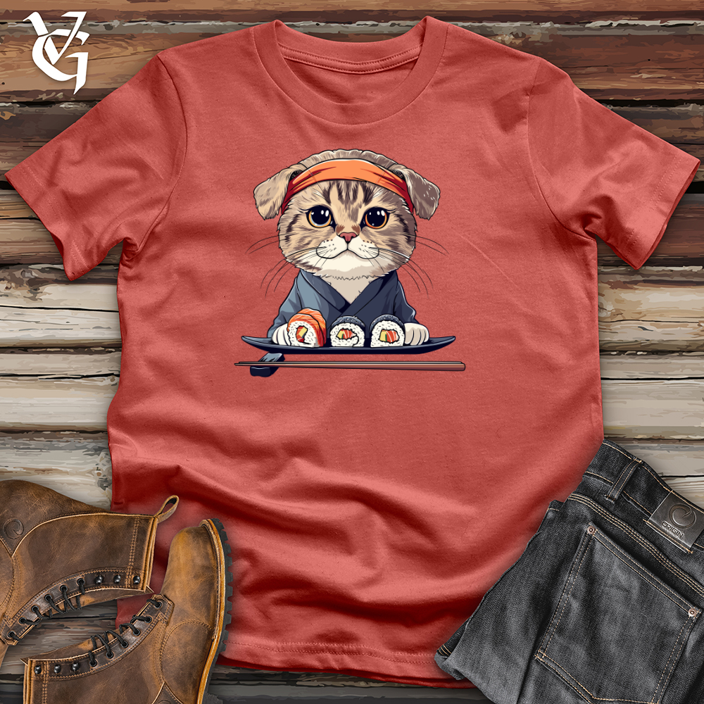 Viking Goods Sushi Master Cat Cotton Tee Rust / L