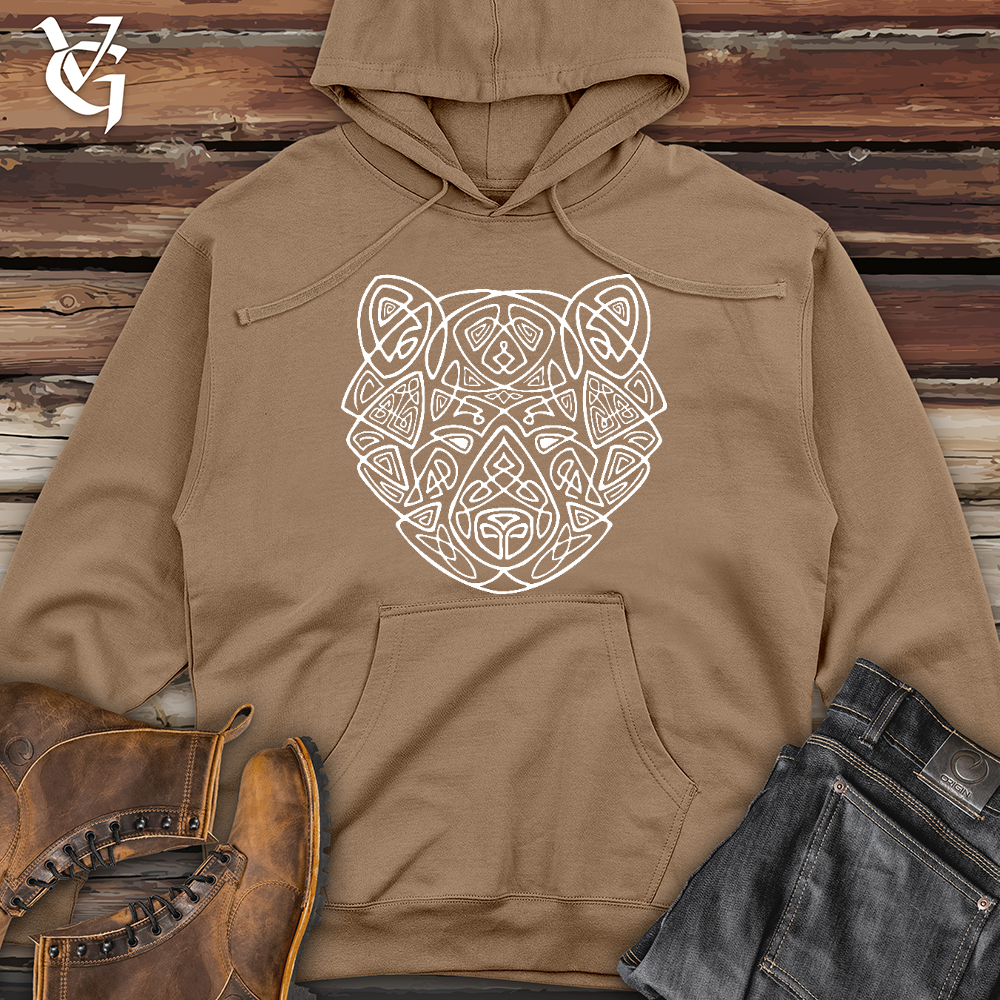 Viking Goods Bear Head Celtic Style Midweight Hooded Sweatshirt Sandstone / L