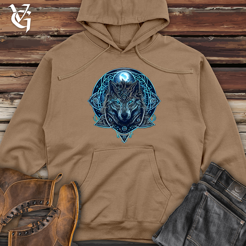 Viking Goods Celtic Fenrir Wolf Midweight Hooded Sweatshirt Sandstone / L