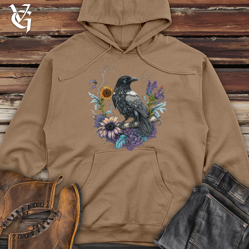 Viking Goods Flower Wreath Raven Midweight Hooded Sweatshirt Sandstone / L