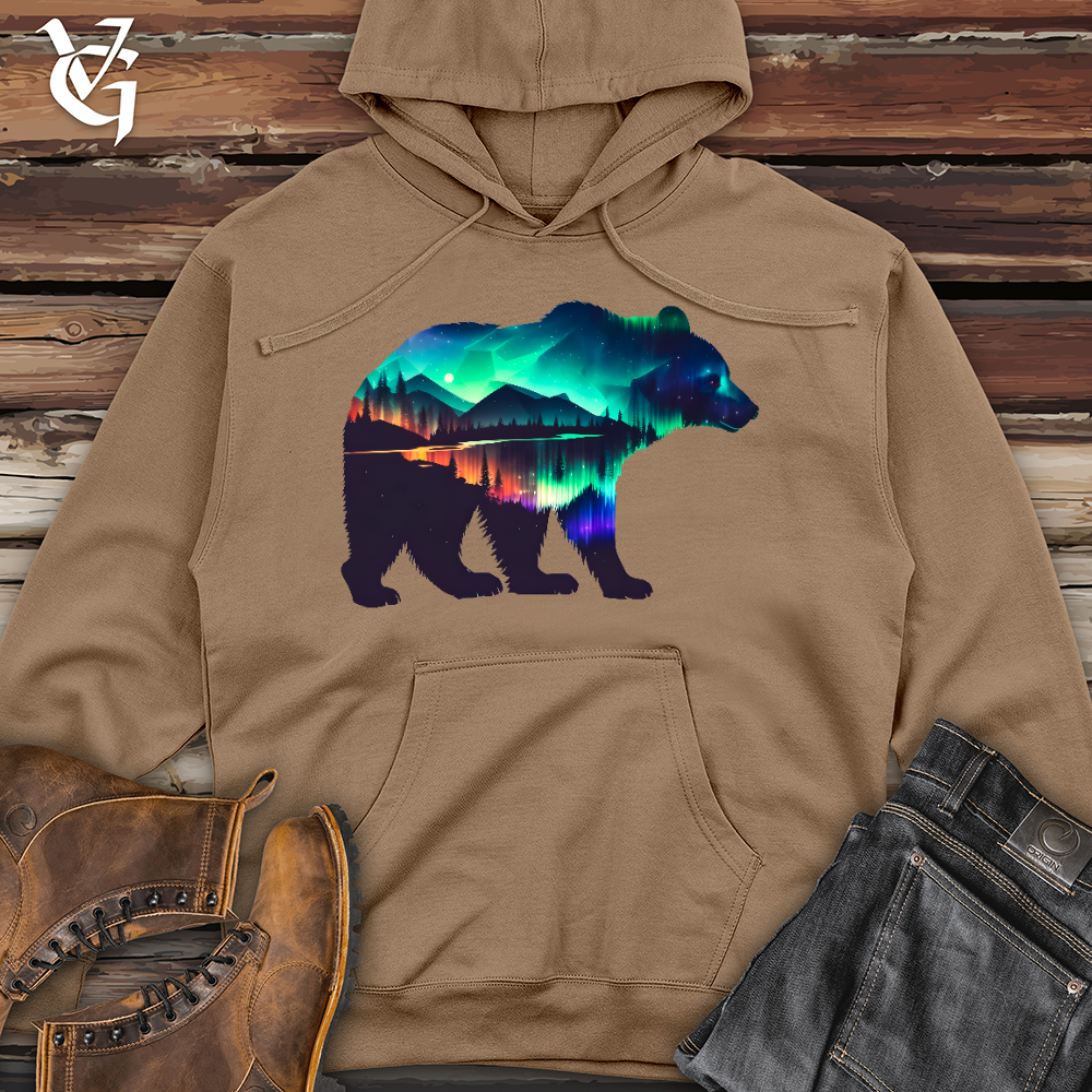 Viking Goods Northern Lights Bear Midweight Hooded Sweatshirt Sandstone / L