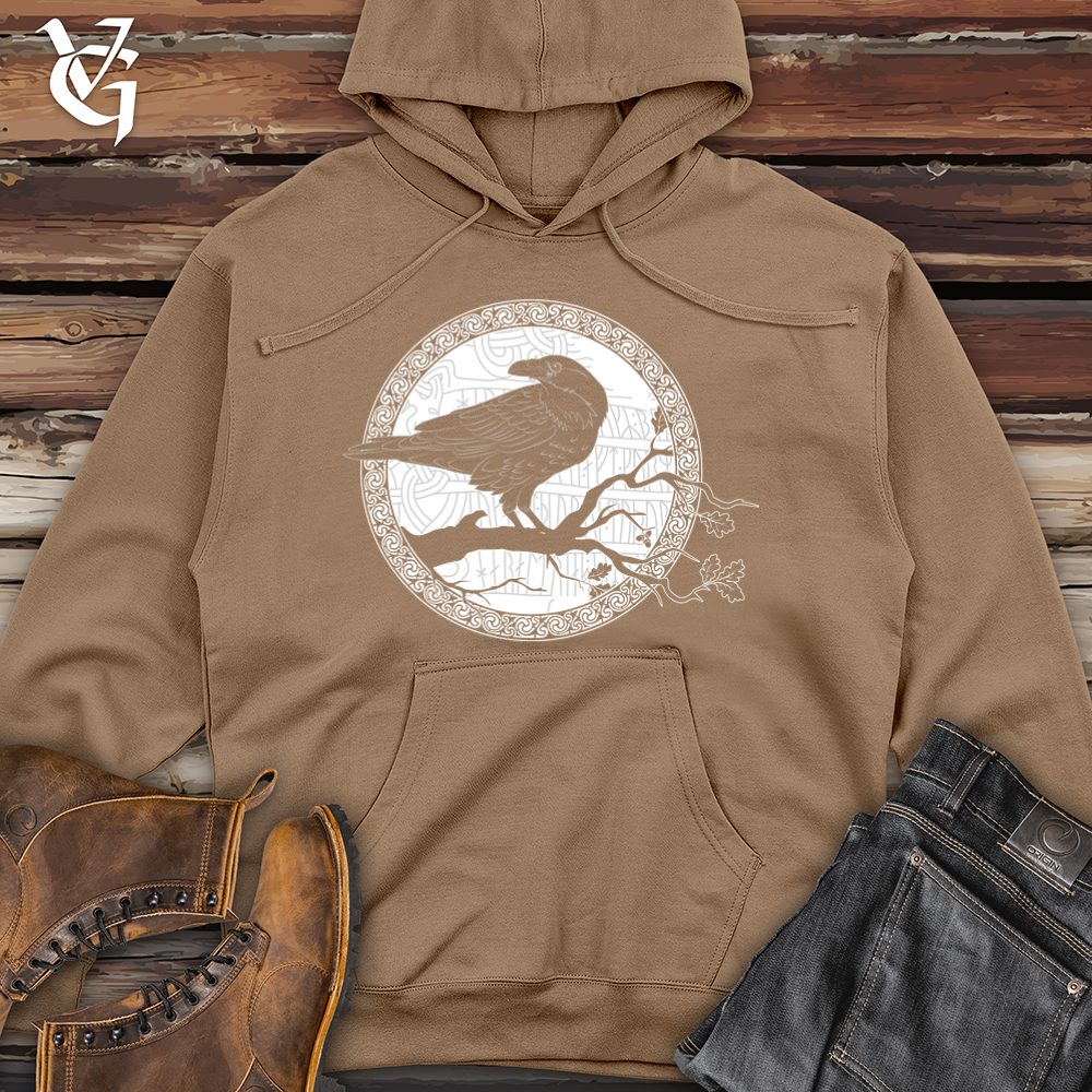 Viking Goods White Winter Raven Midweight Hooded Sweatshirt Sandstone / L