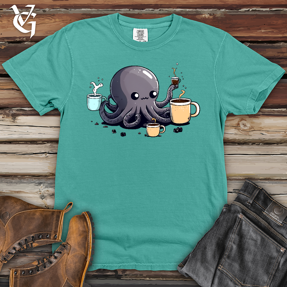 Viking Goods Octopus Coffee Addict Heavy Cotton Comfort Colors Tee Seafoam / L
