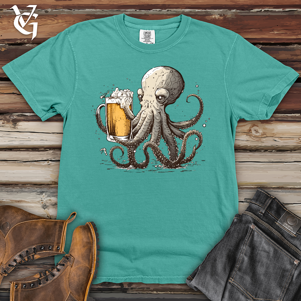 Viking Goods Octopus Happy Hour Heavy Cotton Comfort Colors Tee Seafoam / L