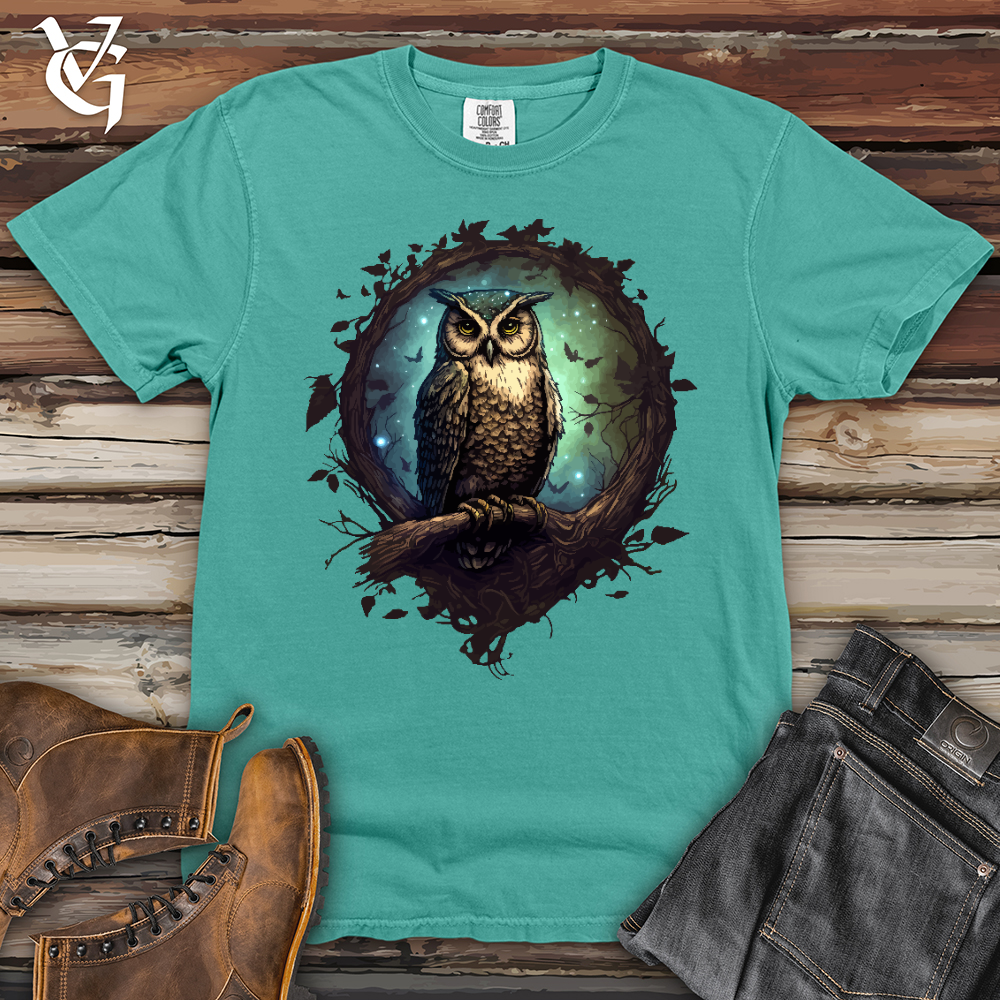 Viking Goods Owl Cosmic Dust Heavy Cotton Comfort Colors Tee Seafoam / L