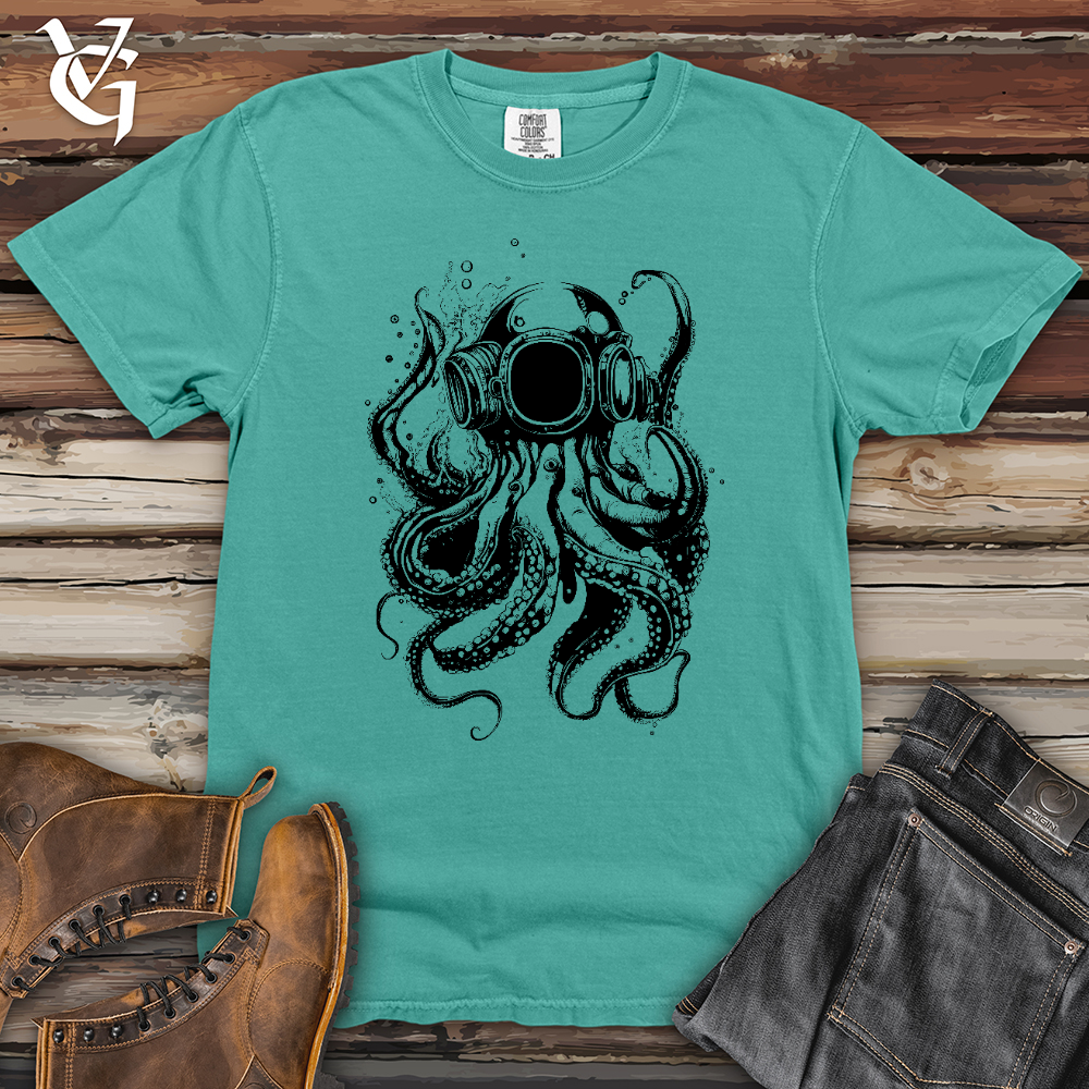 Viking Goods Scuba Octopus Heavy Cotton Comfort Colors Tee Seafoam / L