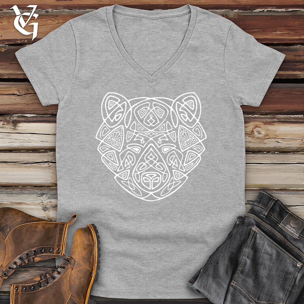 Viking Goods Bear Head Celtic Style Softstyle V-Neck Sport Grey / L