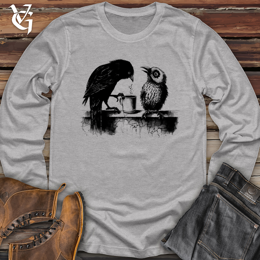 Viking Goods Birds Coffee Break Softstyle Long Sleeve Sport Grey / L