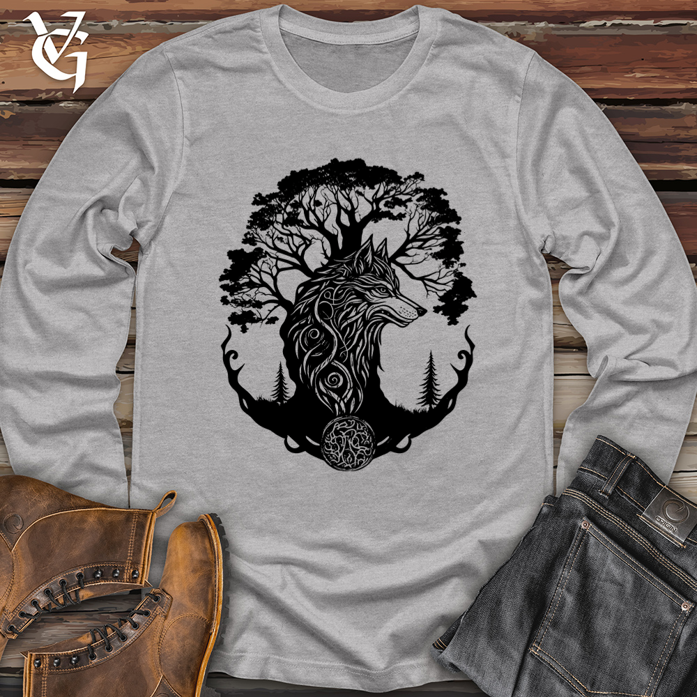 Viking Goods Celtic Wolf Tree Softstyle Long Sleeve Sport Grey / L