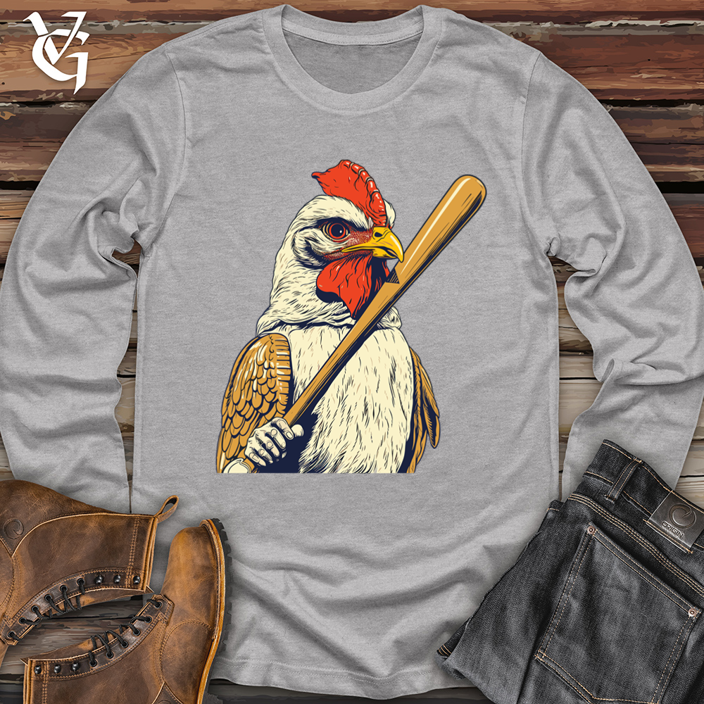 Viking Goods Chicken Swing Baseball Softstyle Long Sleeve Sport Grey / L