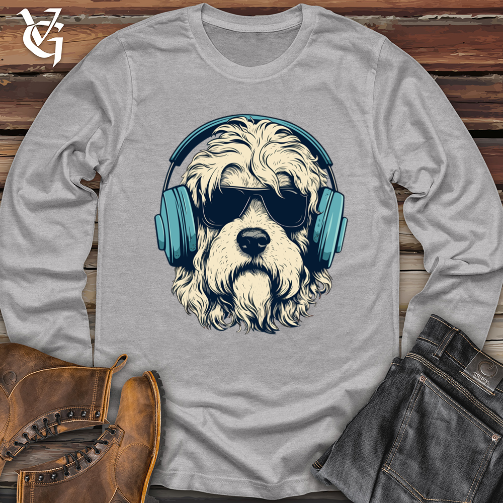 Viking Goods Headphone Rocking Doodle Pooch Softstyle Long Sleeve Sport Grey / L