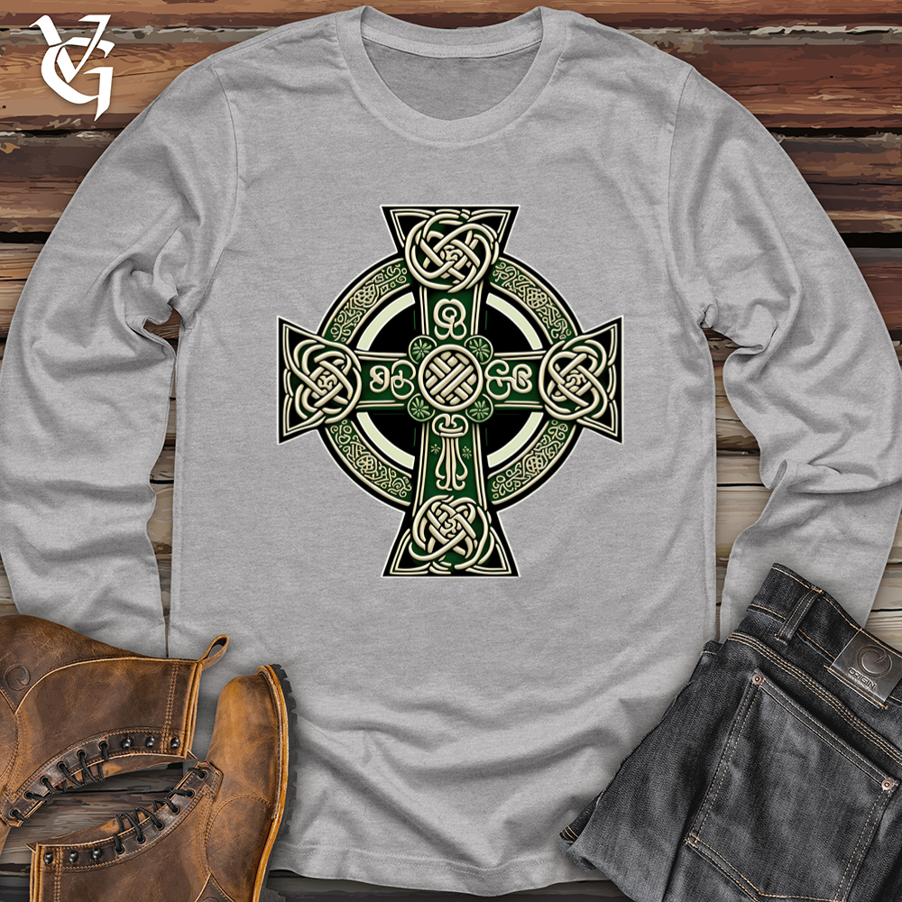 Viking Goods Knotted Celtic Crosses Softstyle Long Sleeve Sport Grey / L