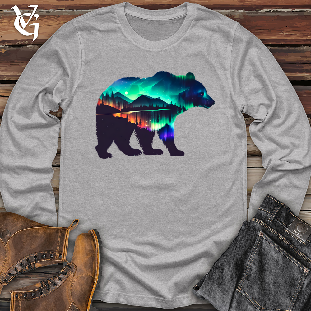 Viking Goods Northern Lights Bear Softstyle Long Sleeve Sport Grey / L