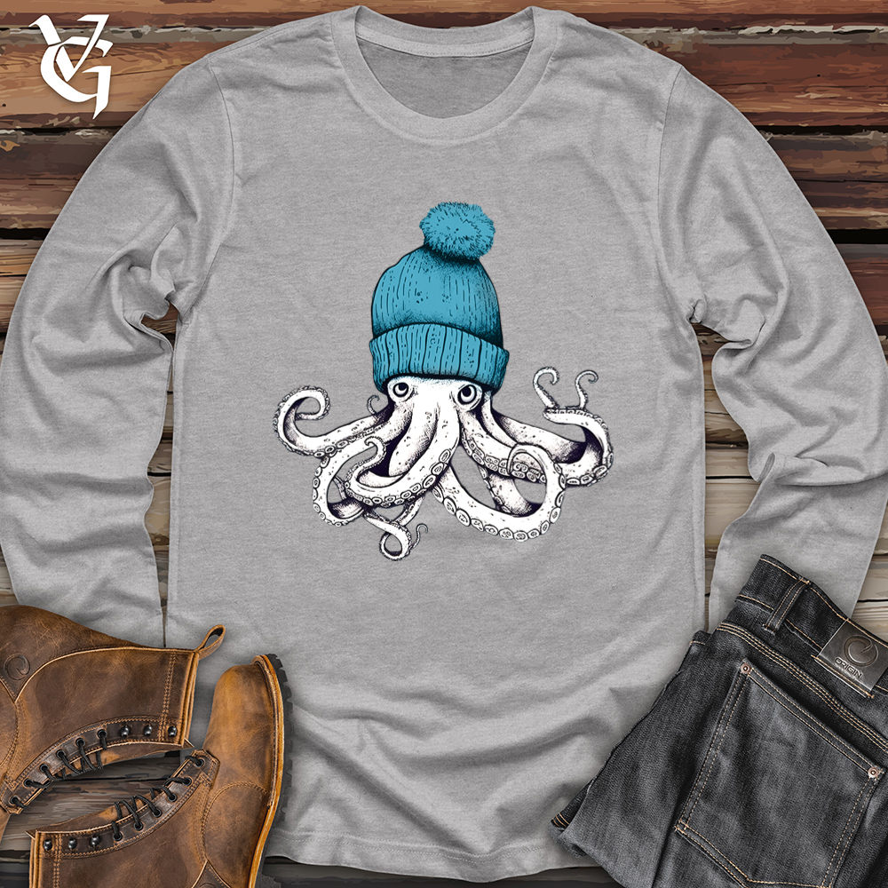 Viking Goods Octopus Wearing Beanie Softstyle Long Sleeve Sport Grey / L