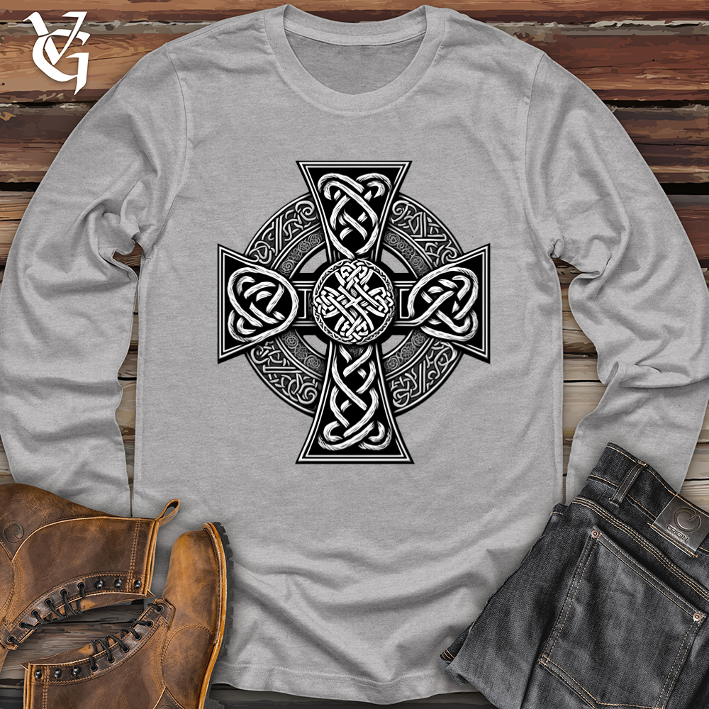 Viking Goods Ornate Celtic Cross Softstyle Long Sleeve Sport Grey / L