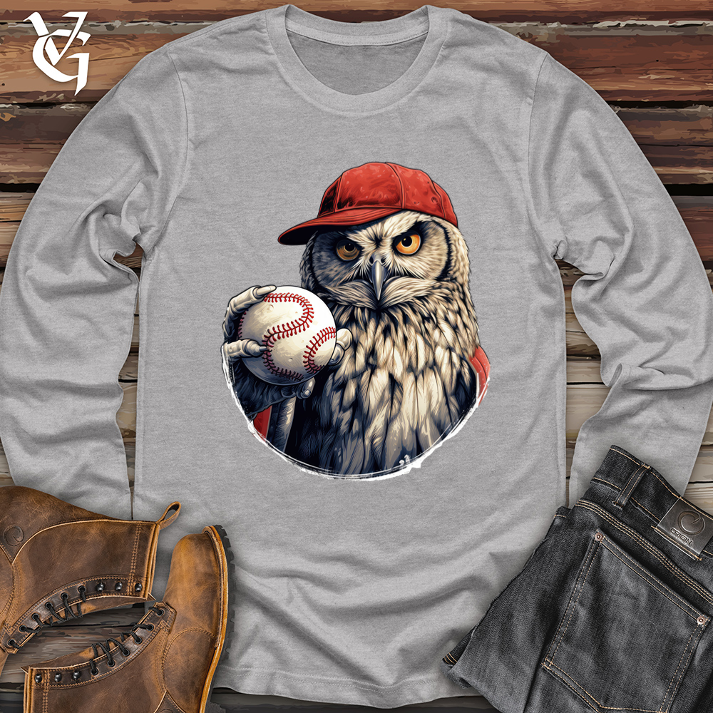 Viking Goods Owl Baseball Pitcher Softstyle Long Sleeve Sport Grey / L
