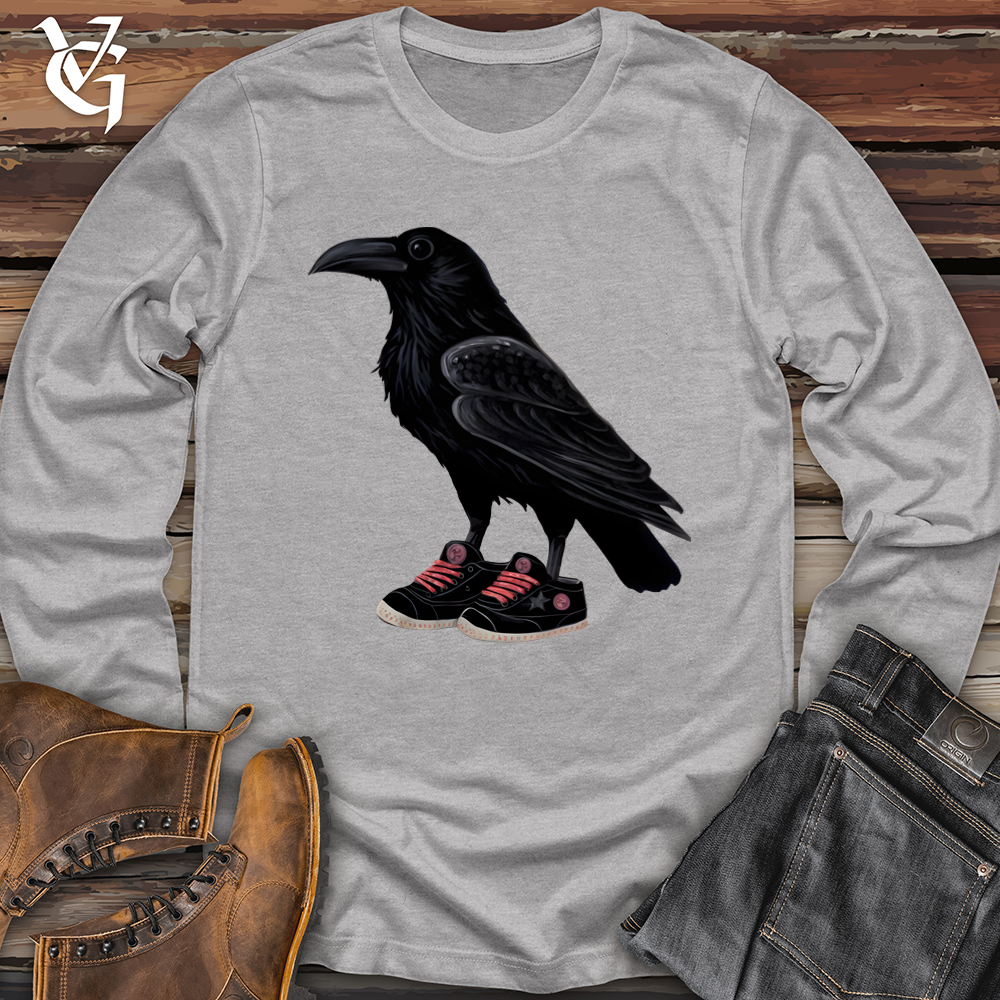 Viking Goods Raven Wearing Sneakers Softstyle Long Sleeve Sport Grey / L