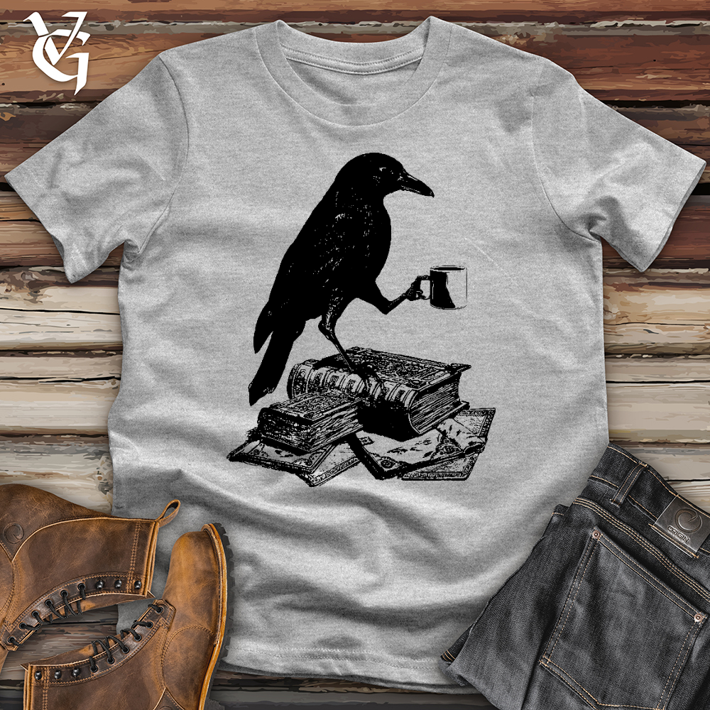 Viking Goods Reading Raven Holding Coffee Softstyle Tee Sport Grey / L