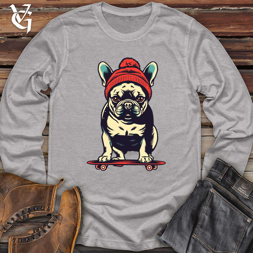 Viking Goods Retro Skateboarding Frenchie Softstyle Long Sleeve Sport Grey / L