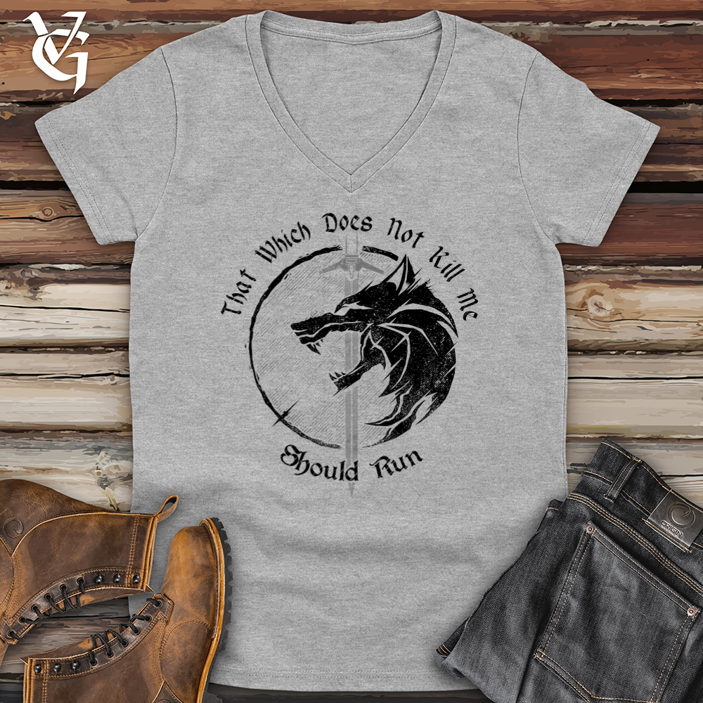 Viking Goods Should Run Wolf Softstyle V-Neck Sport Grey / L