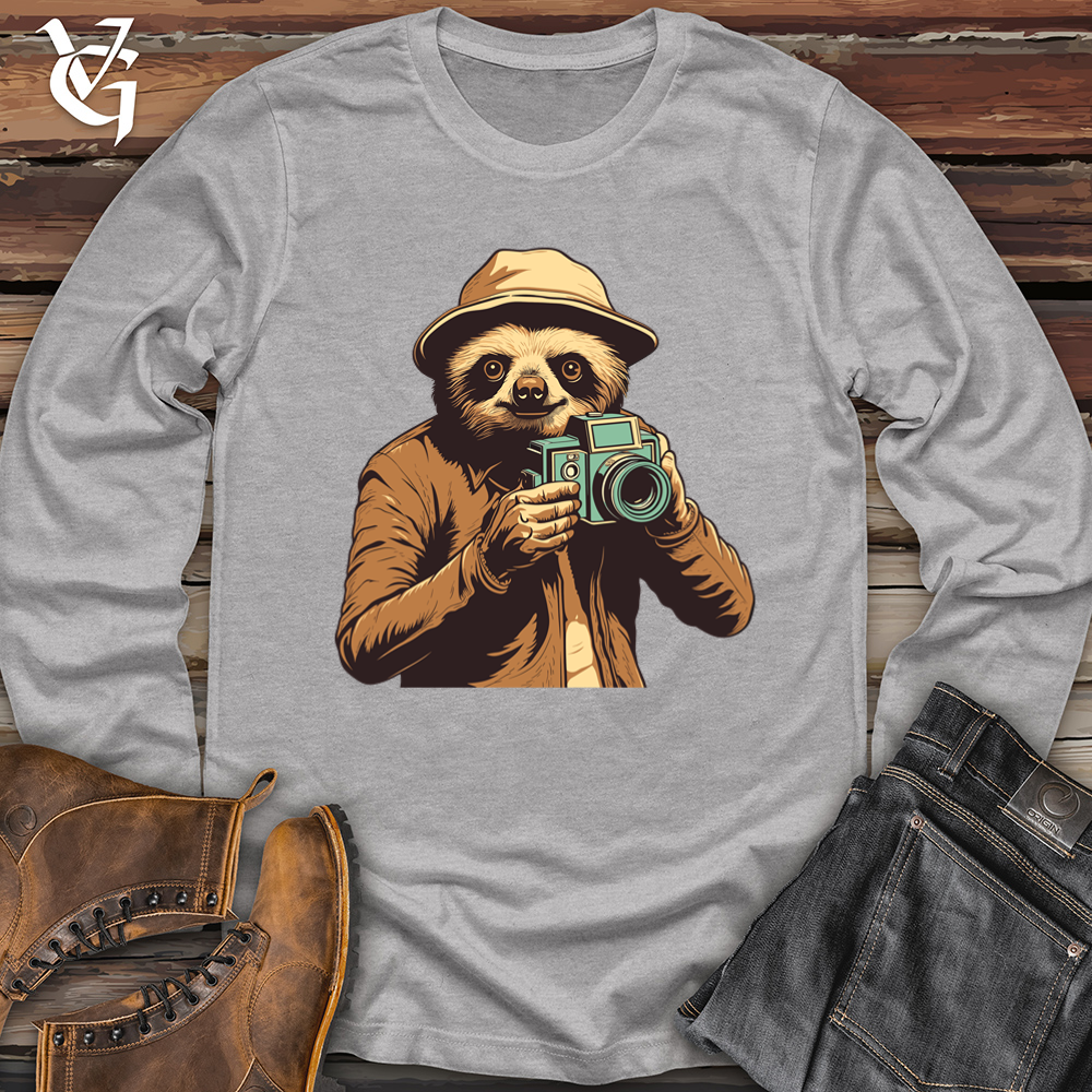 Viking Goods Sloth Shutterbug Snapshot Softstyle Long Sleeve Sport Grey / L