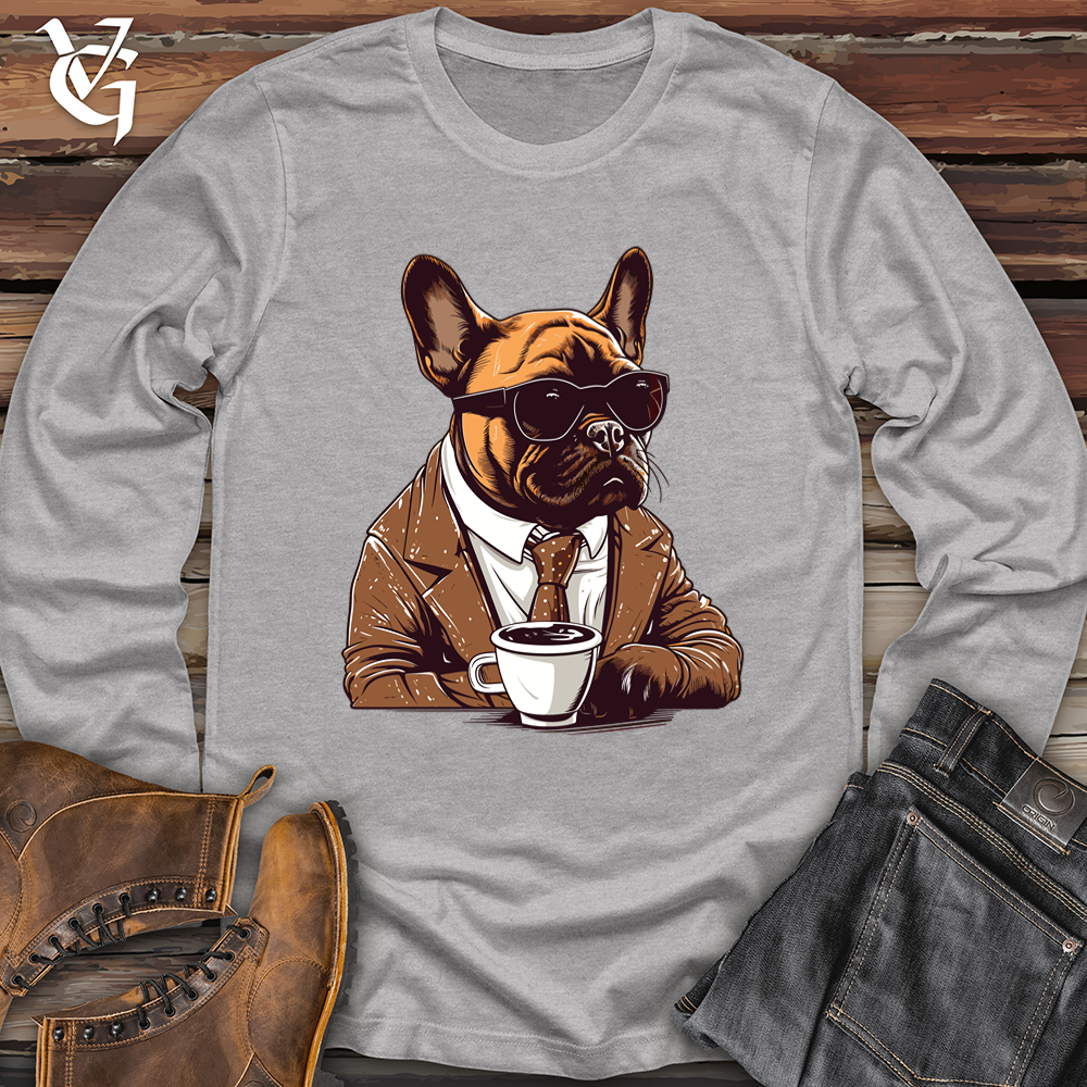 Viking Goods Vintage Coffee Break Frenchie Softstyle Long Sleeve Sport Grey / L