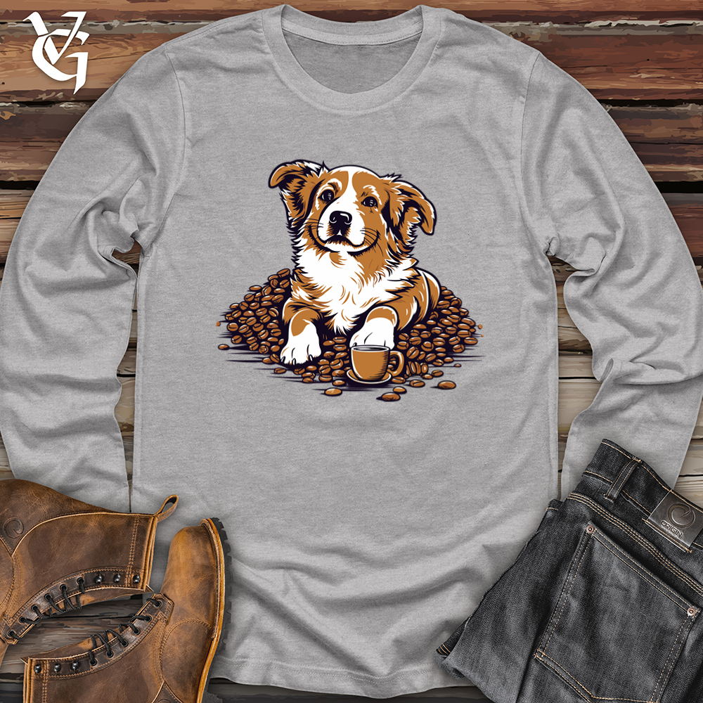 Viking Goods Vintage Coffee Corgi Softstyle Long Sleeve Sport Grey / L