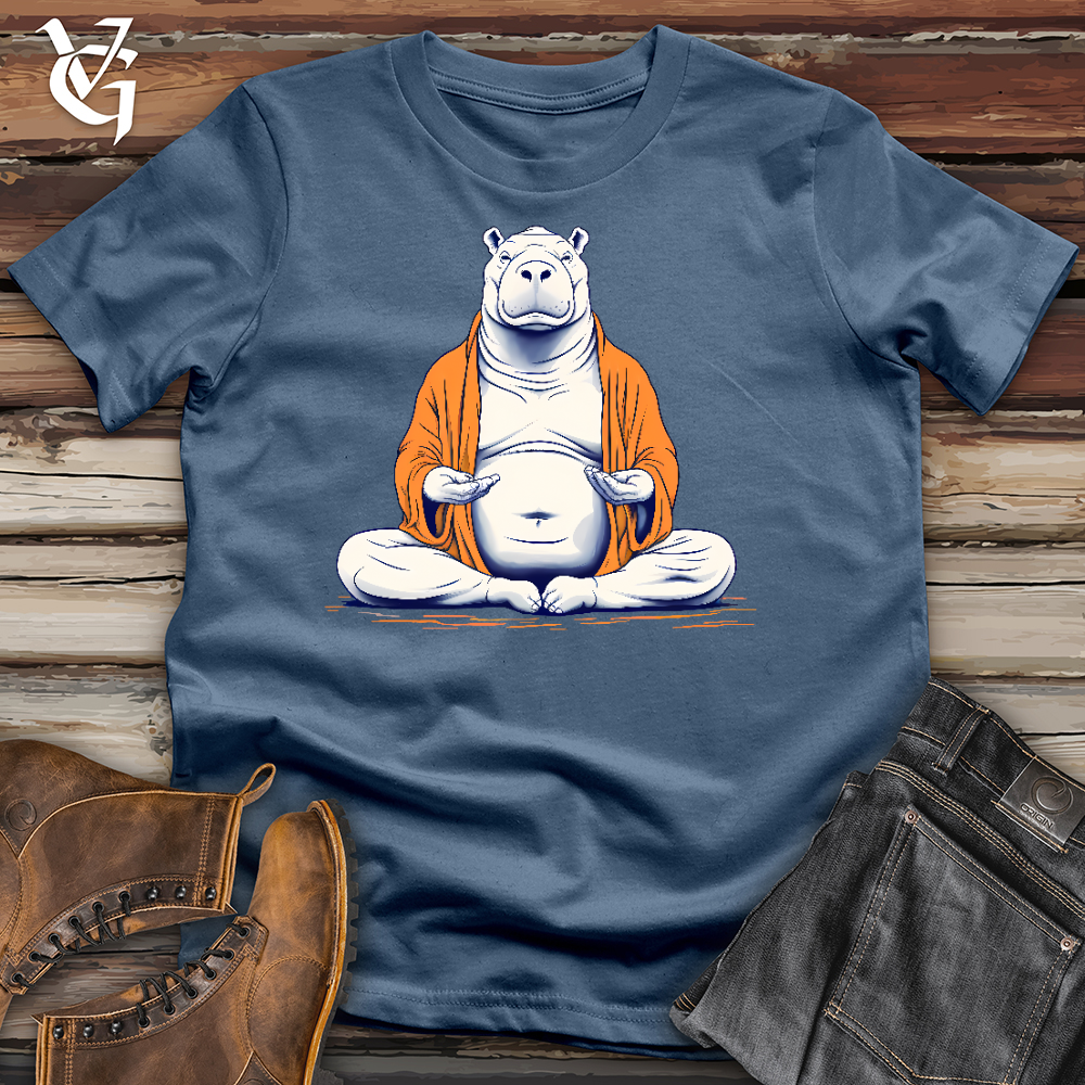Viking Goods A Meditating Hippo Cotton Tee Steel Blue / L