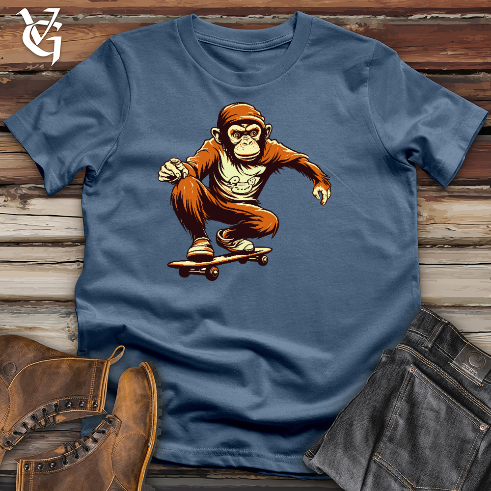 Viking Goods A Monkey Doing Skating Cotton Tee Steel Blue / L