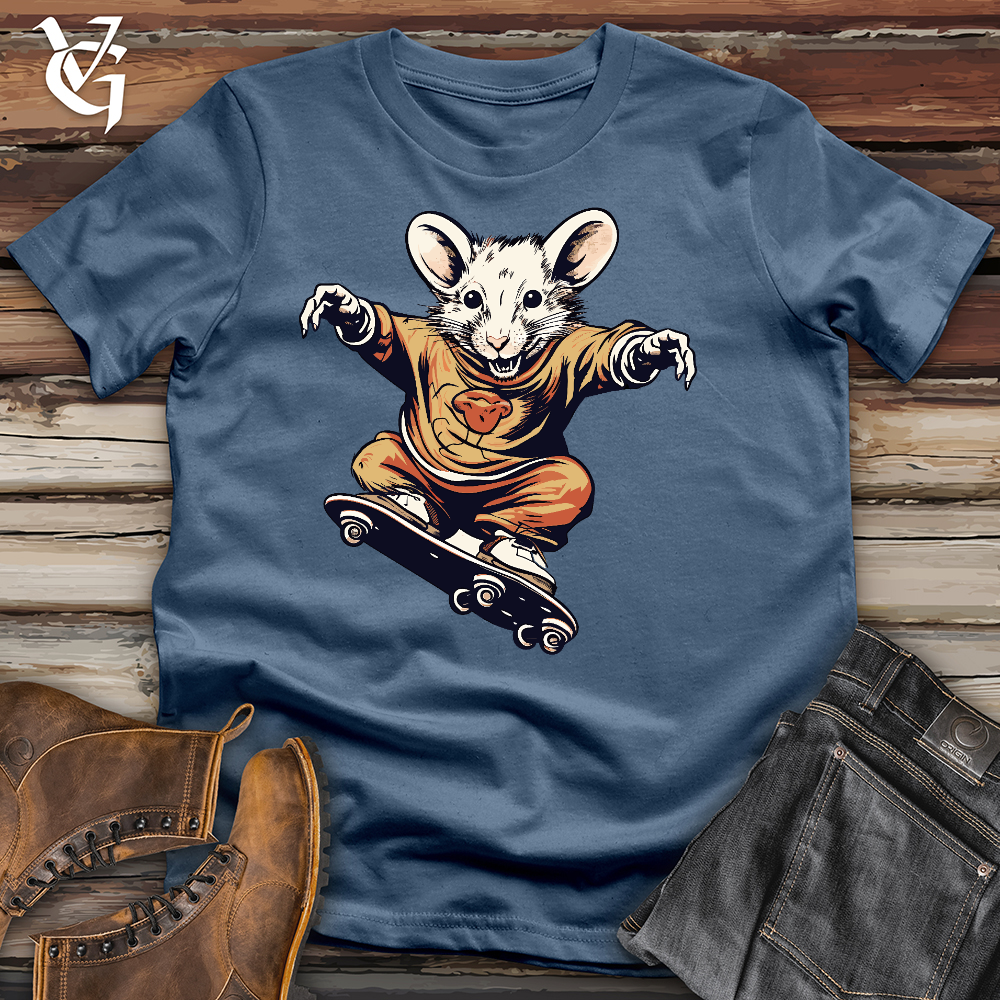 Viking Goods A Mouse Skating Cotton Tee Steel Blue / L