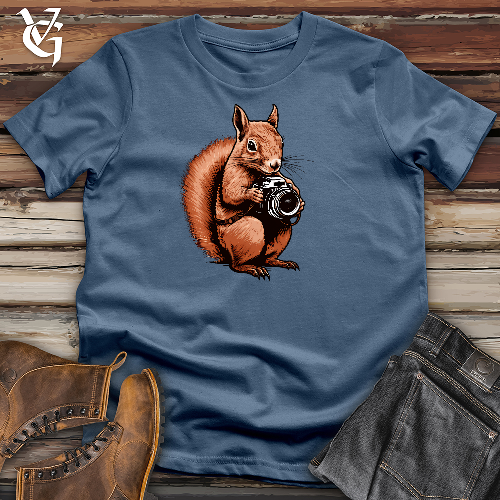 Viking Goods A Squirrel Holding Camera Cotton Tee Steel Blue / L
