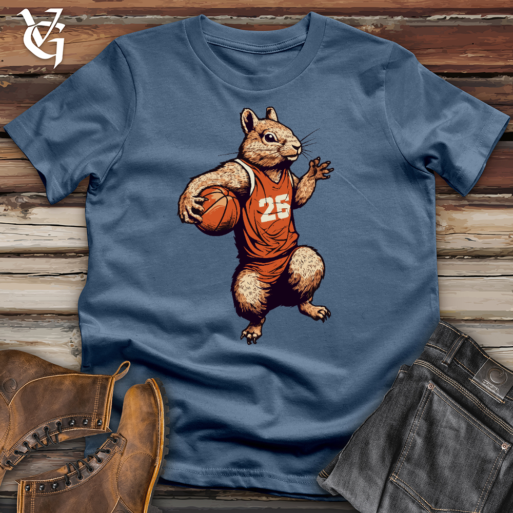 Viking Goods A Squirrel Playing Basketball Cotton Tee Steel Blue / L