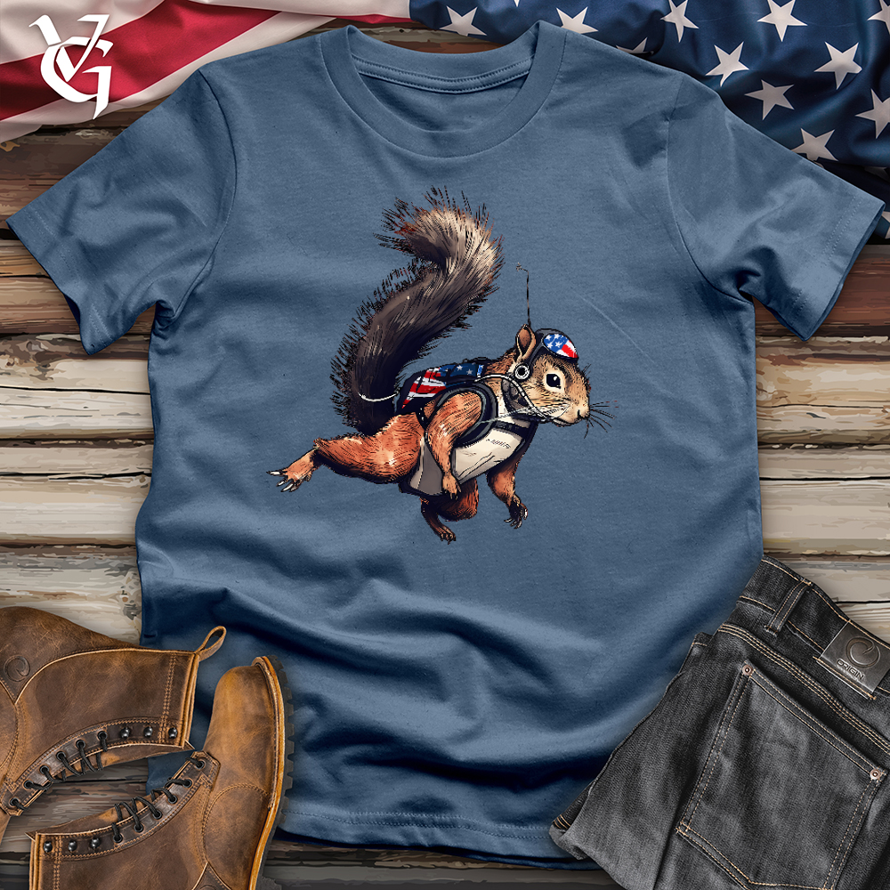 Viking Goods American Skydiving Squirrel Cotton Tee Steel Blue / L