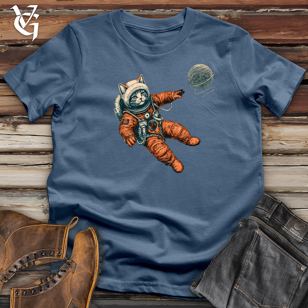 Viking Goods Astronaut Kitty Cotton Tee Steel Blue / L