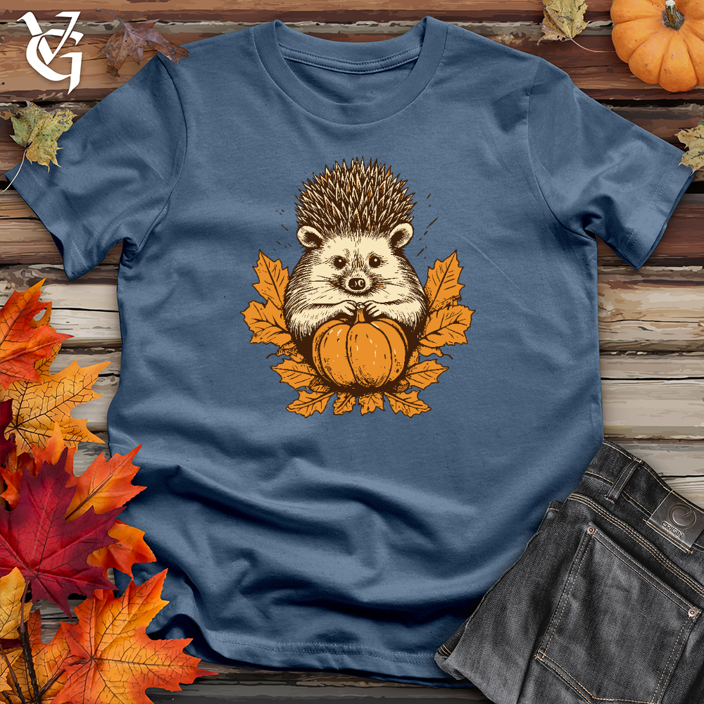 Viking Goods Autumn Crowned Hedgehog Cotton Tee Steel Blue / L
