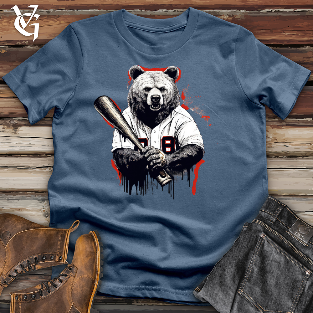 Viking Goods Baseballin Bear Cotton Tee Steel Blue / L