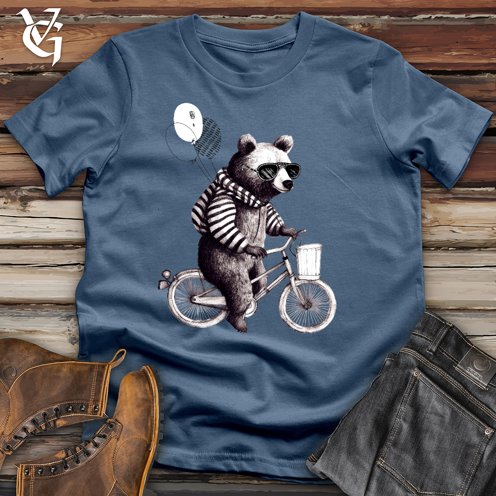 Viking Goods Bear Biker Cotton Tee Steel Blue / L